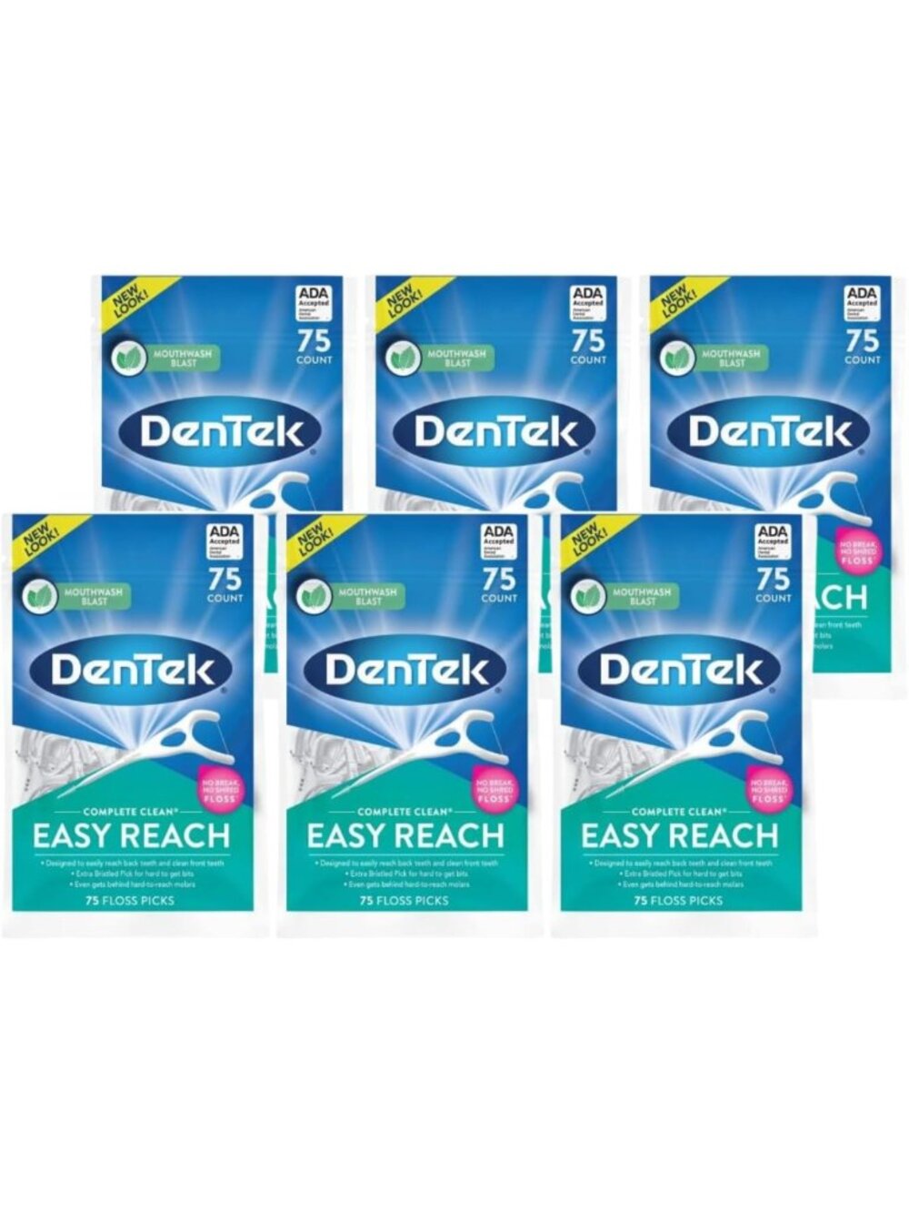 Complete Clean Floss Picks with Fluoride Coating & Mouthwash Flavor - 75 ct